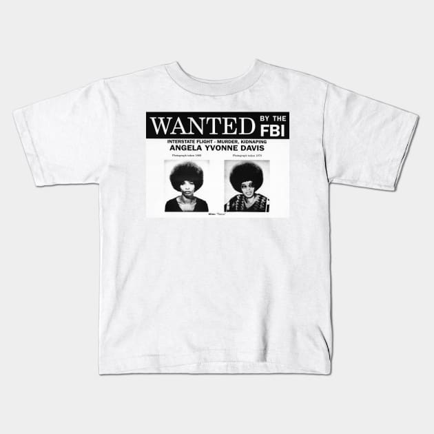 Angela Davis - Wanted Kids T-Shirt by HectorVSAchille